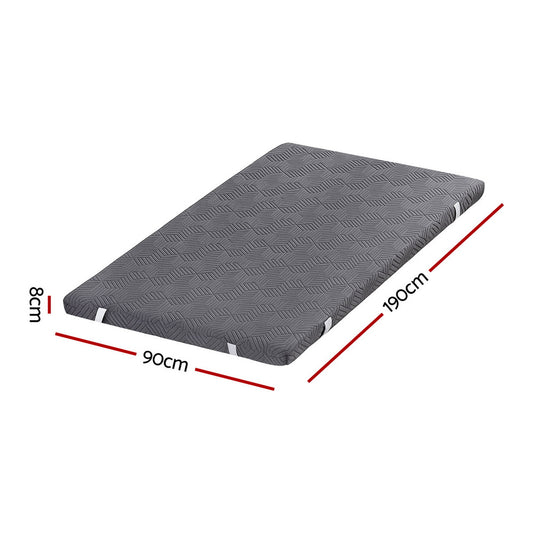 Giselle 8cm Memory Foam Mattress Topper Gel Dual Layer Foam Bamboo Single MATTRESS-TOP-DL-8-S