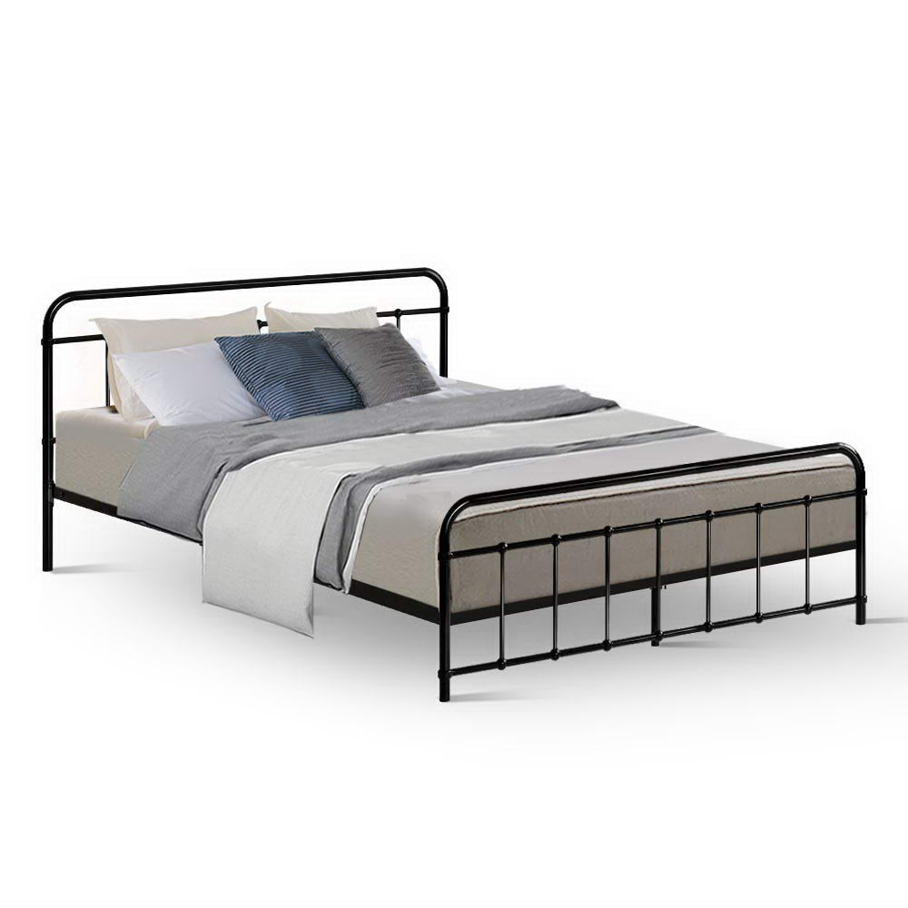 Artiss LEO Black Queen Metal Bed Frame MBED-C-LEO-Q-BK