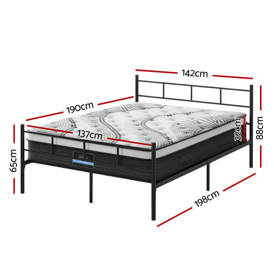 Artiss Bed Frame Double Metal Bed Frames SOL with Mattress MBED-C-SOL-0907-D