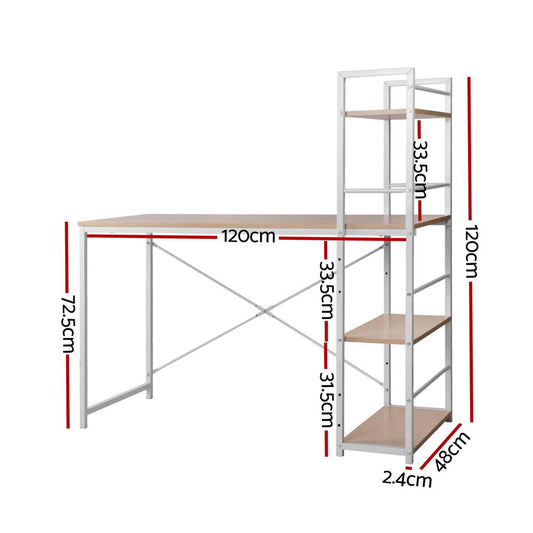 Artiss Computer Desk Shelf Oak 120CM MET-DESK-1111-OA