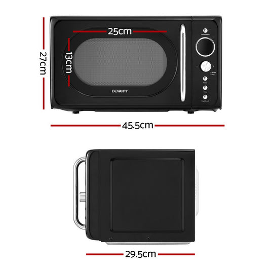 Devanti 20L Microwave Oven 700W Black MIO-EF20L-BK