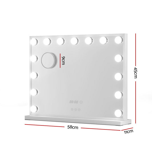 Embellir Makeup Mirror 58x45cm Hollywood Vanity with LED Light Tabletop White MM-E-FRAME-5846LED-WH