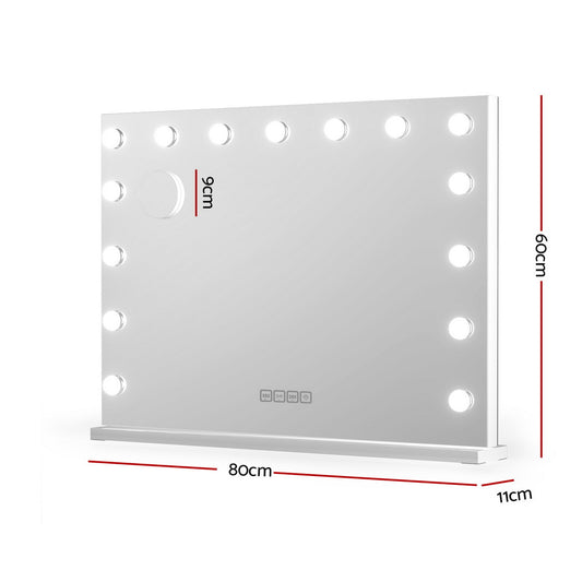 Embellir Bluetooth Makeup Mirror 80x58cm Hollywood Vanity with LED Light Wall MM-E-FRAMELS-5880-WH-BT