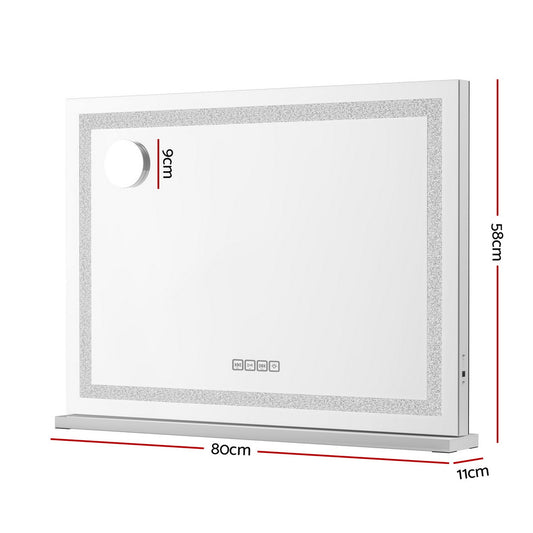 Embellir Bluetooth Makeup Mirror 80x58cm Hollywood Vanity with LED Light Crystal MM-E-FRAMELS-5880LED-GS-BT