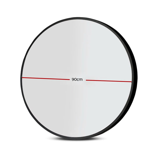 Embellir 2 Wall Mirror Makeup 90cm Home Decor Framed Mirrors Bathroom Round Black MM-E-WALL-ROU-BK-90-X2