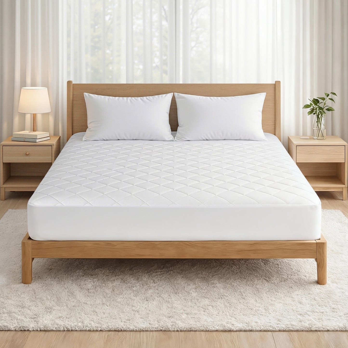 Giselle Waterproof Mattress Protector 100% Cotton Quilted Fitted Cover King MP-COT-WHITE-K