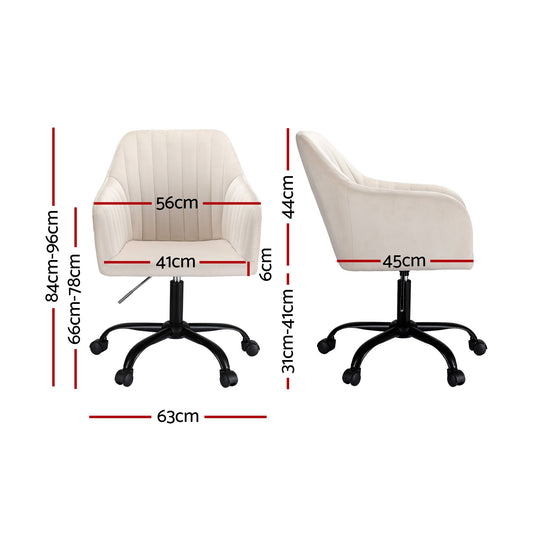 Artiss Office Chair Velvet Seat Cream OCHAIR-H-DL22-CR
