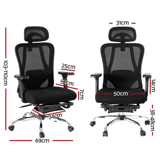 Artiss Ergonomic Mesh Office Chair Black OCHAIR-H-FZ20-FT-BK