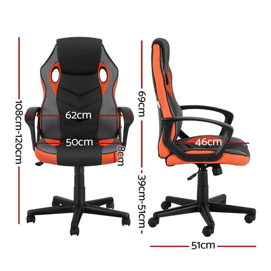 Artiss Gaming Office Chair Computer Executive Racing Chairs High Back Orange OCHAIR-H-GAME-OR