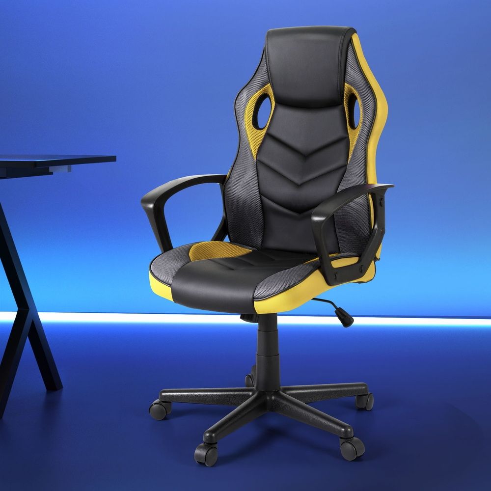 Artiss Gaming Office Chair Computer Executive Racing Chairs High Back Yellow OCHAIR-H-GAME-YE
