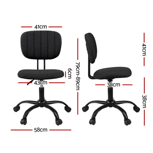Artiss Armless Office Chair with Wheels, Ergonomic 360 degrees Swivel Home Office Desk Chair, Height OCHAIR-M-1142-BK