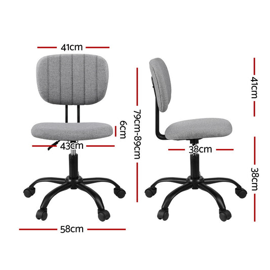 Artiss Armless Office Chair with Wheels, Ergonomic 360 degrees Swivel Home Office Desk Chair, Height OCHAIR-M-1142-GY