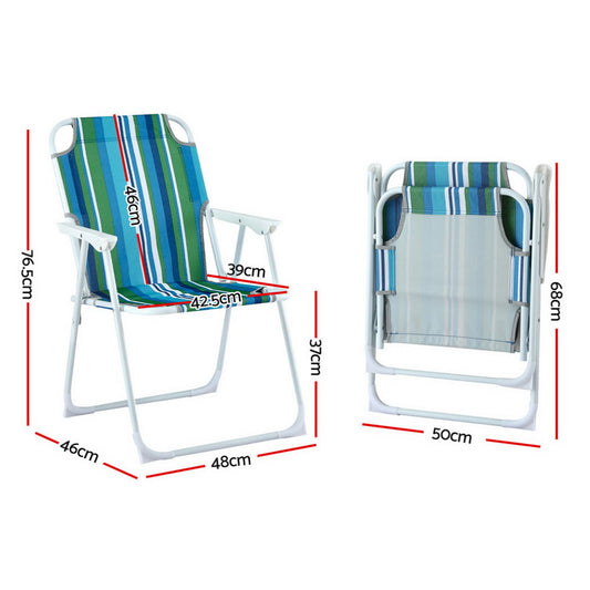 Gardeon Outdoor Chairs Folding Camping Chair Steel Portable Patio Furniture ODF-BEACH-FC39-BL-2X