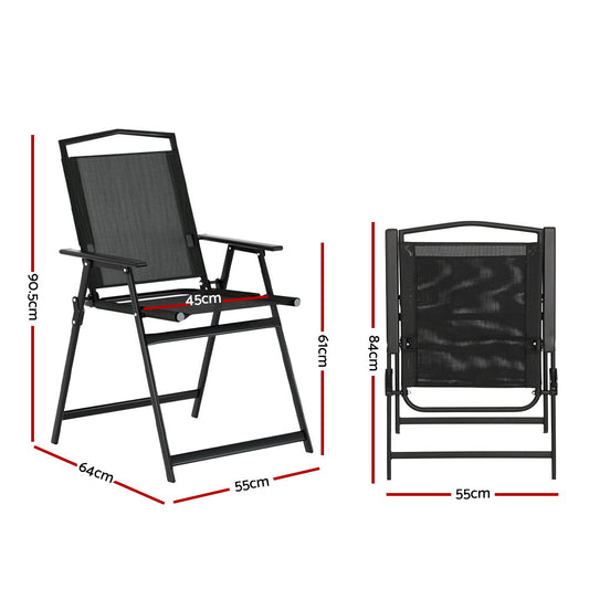 Gardeon Outdoor Chairs Portable Folding Camping Chair Steel Patio Furniture ODF-CHAIR-FOLD-BK-2X