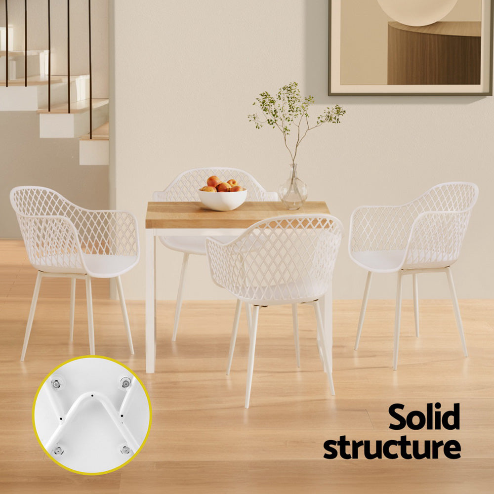 Gardeon 4PC Outdoor Dining Chairs PP Lounge Chair Patio Furniture Garden White ODF-CHAIR-PP130-WH-4X