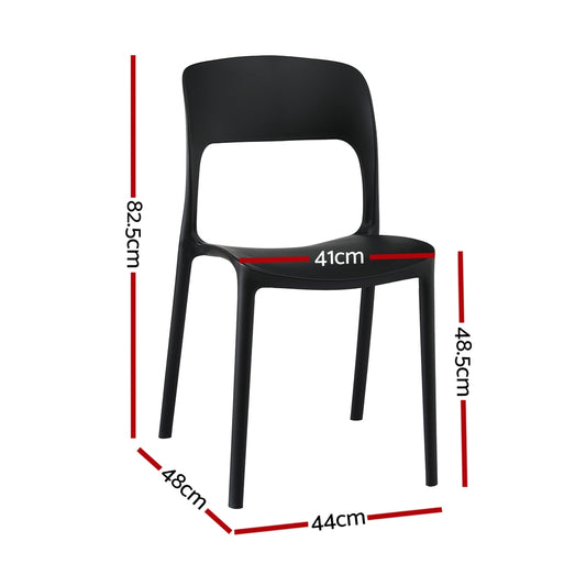 Gardeon 4PC Outdoor Dining Chairs Stackable PP Patio Chair Garden Furniture Black ODF-CHAIR-PPTX14-BK-4X
