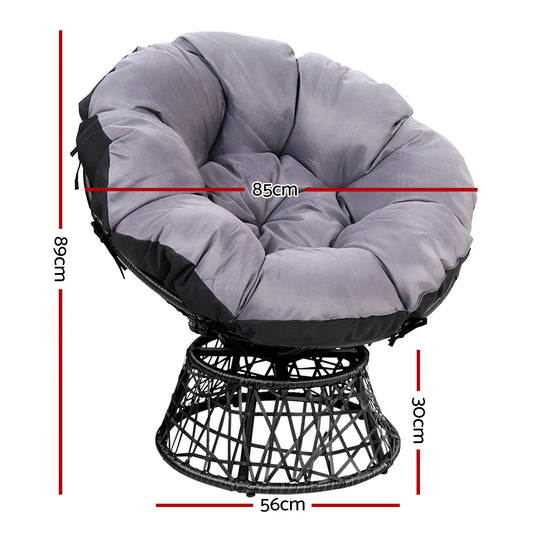 Gardeon Outdoor Chairs Outdoor Furniture Papasan Chair Wicker Patio Garden Black ODF-PAPASAN-CH-BK
