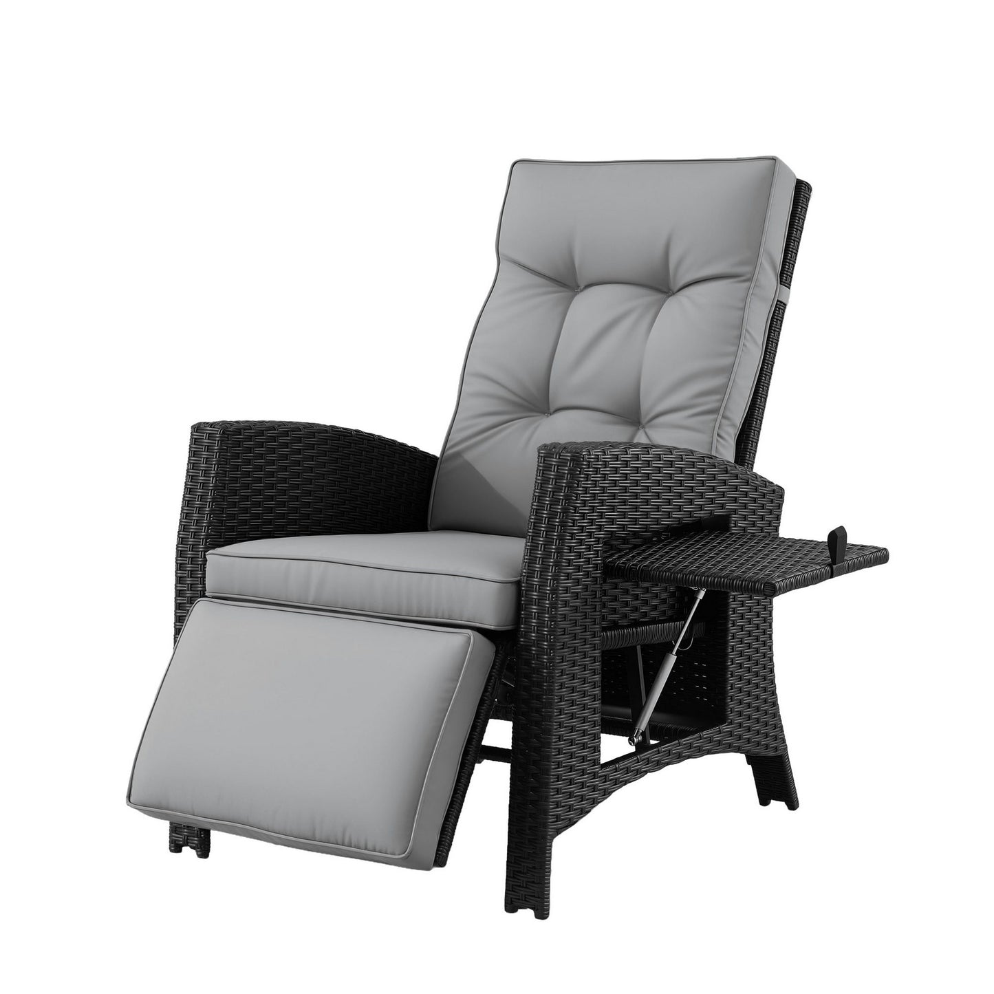 Gardeon Outdoor Recliner Chairs Sun lounge Wicker Lounger Patio Furniture Adjustable Black ODF-RCL-DT-BK