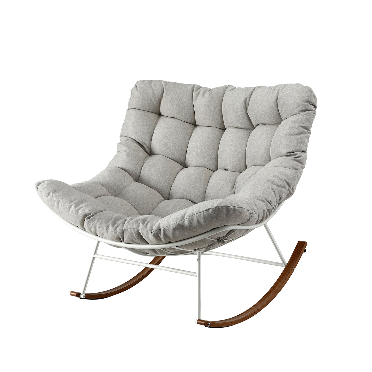 Gardeon Outdoor Rocking Chair Furniture Papasan Recliner Garden Patio Lounge Setting White ODF-ROCK-ST-WH
