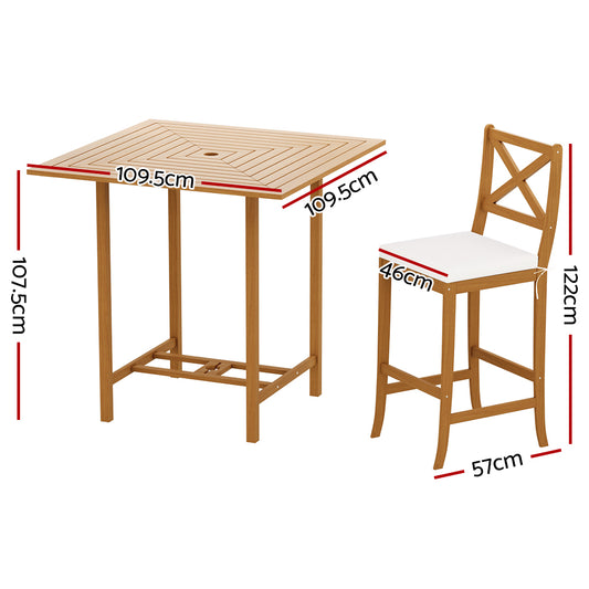 Gardeon 5-Piece Outdoor Bar Set Acacia Wood Bistro Patio Table Stools ODF-V-BT-TK-AB