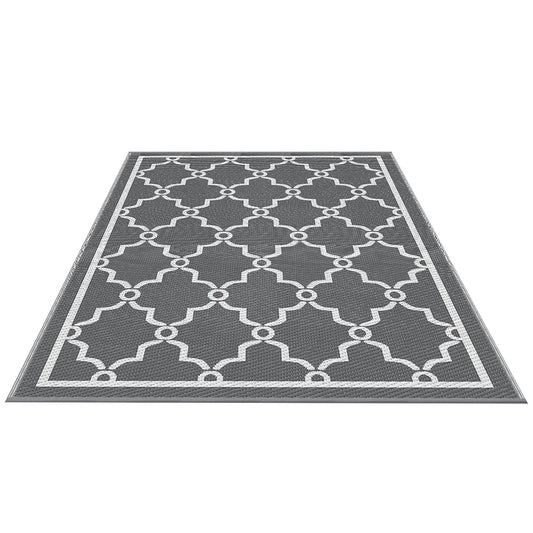 Gardeon Outdoor Rugs 152x244cm Large Carpet Reversible Area Mat PP Dual-Sided Patio Rug Maroc OR-5X8FT-MAROC-GY