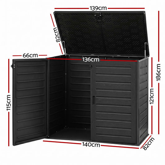 Gardeon Outdoor Storage Box 1170L Container Lockable Cabinet Tool Organizer Shed Black OSB-1170L-ABK