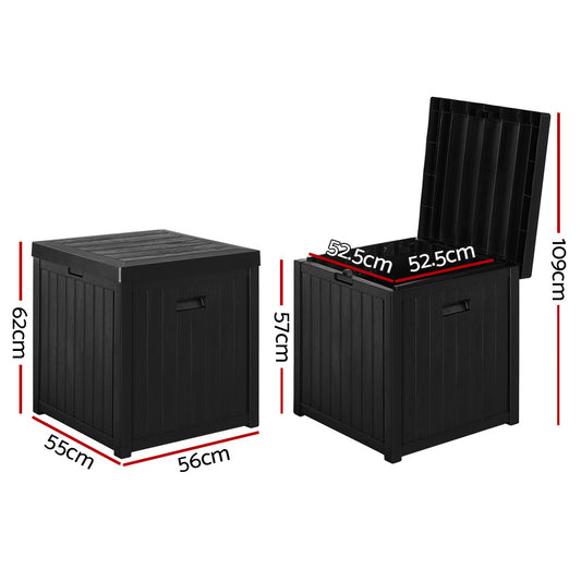Gardeon Outdoor Storage Box 195L Organiser Garden Bench Deck Toy Shed Tool Black OSB-195L-BK