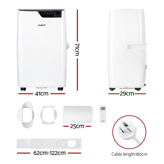 Devanti Portable Air Conditioner Dehumidifier Fan 12000BTU PAC-B-12000-WH