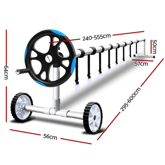 Aquabuddy Pool Cover Roller 5.5m Adjustable Swimming Pool Solar Blanket Reel Blue PC-ROLLER-55-BU