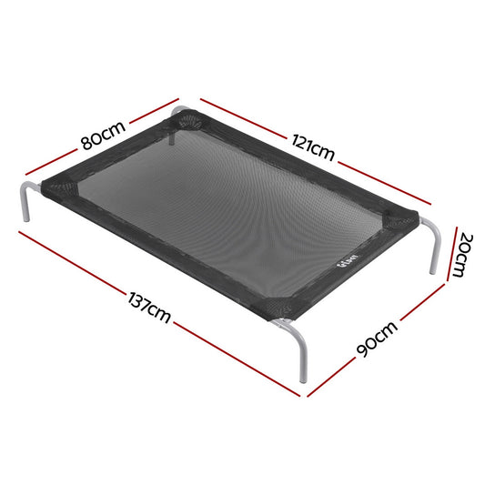 i.Pet Pet Dog Bed Elevated Trampoline Durable Raised Heavy Duty Large Dogs 90x137cm Black PET-BED-ET-XXL137-BK