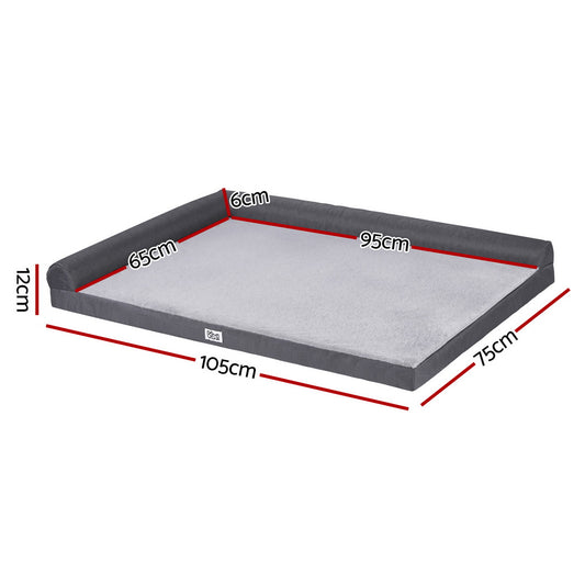 i.Pet Pet Bed Plush Soft Cushion Egg Crate Large Sofa Platform Removable Washable PET-BED-H12-L105-GR