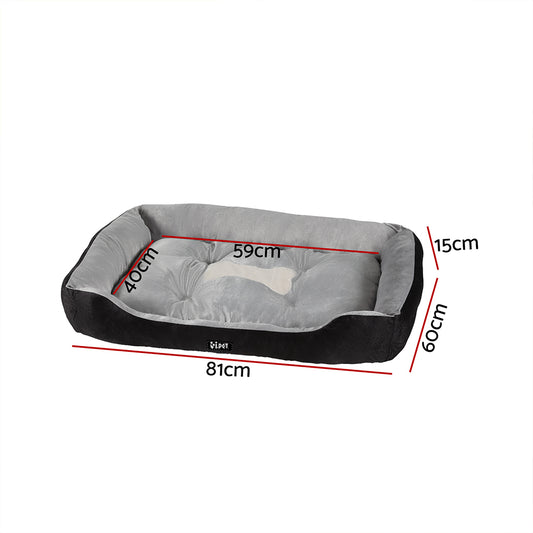 i.Pet Pet Bed Dog Cat Calming Soft Sleeping Comfy Plush Mat Cave Washable Black PET-BED-L80-BK
