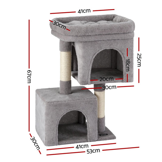 i.Pet Cat Tree 67cm Tower Scratching Post Trees Scratcher Condo House Light Grey PET-CAT-S67-LTGR