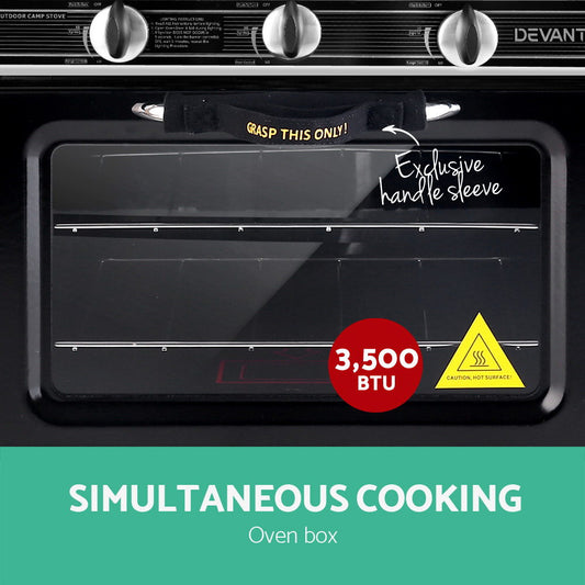 Devanti Portable Gas Oven LPG Silver PGO-01-SS-BK