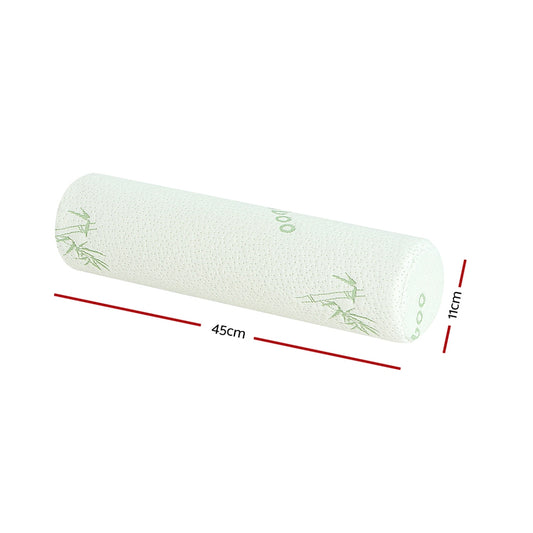 Giselle Bedding Memory Foam Neck Roll Pillow Bamboo Cover PILLOW-ROLL-WH