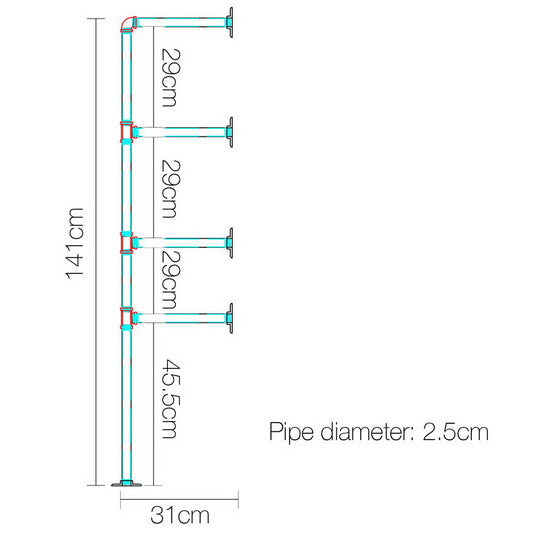 Artiss Floating DIY Pipe Shelf Metal Brackets Set of 2 PIPE-DIY-4LVL-HGX2