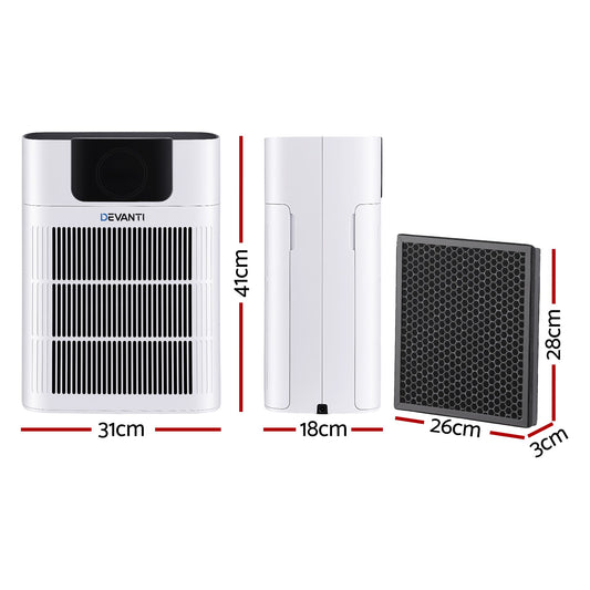 Devanti Pet Air Purifier H12 HEPA Filter Cleaner Replacement Filter White PURI-E-4866PET-FT-WH