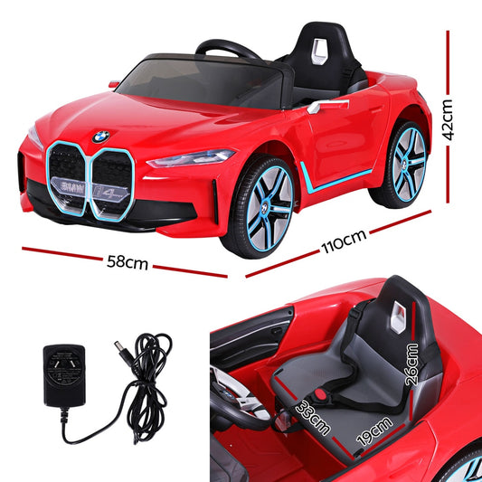 Kids Ride On Car BMW Licensed I4 Sports Remote Control Electric Toys 12V Red RCAR-LS-BMW-I4-RD
