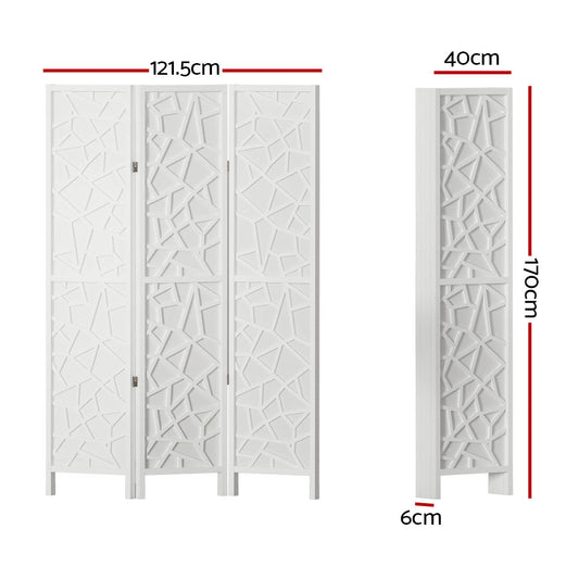 Artiss 3 Panel Room Divider Screen 122x170cm Clover White RD-4016-3P-WH
