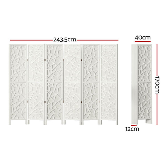 Artiss 6 Panel Room Divider Screen 244x170cm Clover White RD-4016-6P-WH