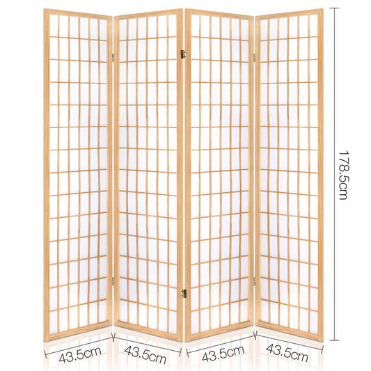 Artiss 4 Panel Room Divider Screen 174x179cm Natural RD-4019-4P-NT