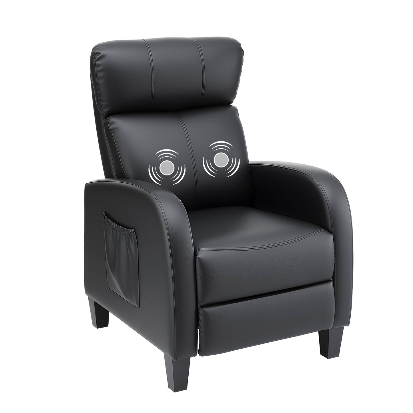 Artiss Massage Recliner Chair Small Recliner Sofa for Adults PU Leather Black RECLINER-A1-MSG-BK