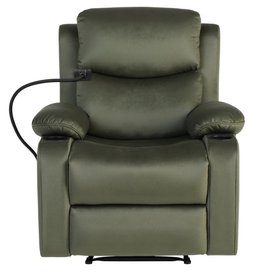 Artiss Recliner Chair Heated Massage Chair with Phone Holder Velvet RECLINER-A18-VEL-GN