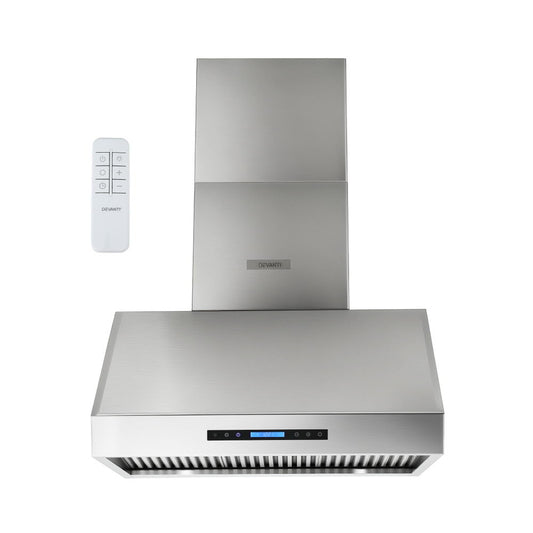 Devanti 900mm Range Hood 3-Speed Fan LED Display Remote Control RH-RC-90-SS