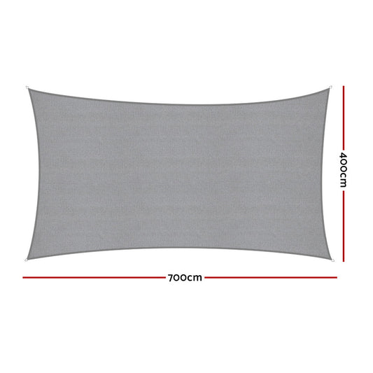 Instahut Sun Shade Sail Shadecloth Canopy Rectangle 280gsm 4x7m SAIL-DL-H-4X7-C-GR