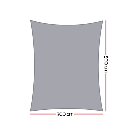 Instahut Waterproof Shade Sail Shade cloth 220GSM Canopy 3x5m SAIL-TH-WP-3X5-220-GR
