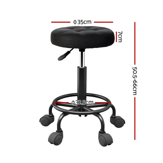 Artiss Salon Stool Round Swivel Chairs Black SALON-B-D-RD-BK