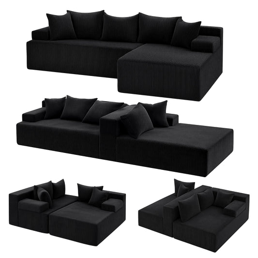 Artiss Modular Sectional Sofa Bed Convertible L-Shaped Couch with Deep Seat for Living Room SB-B-SOFA-L-BK-AB