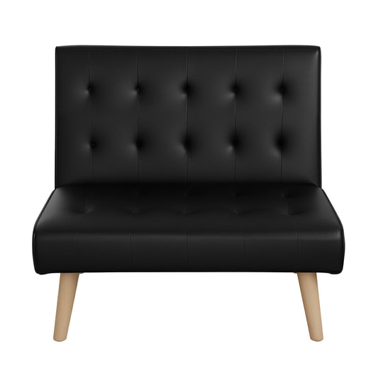 Artiss Sofa Bed Couch 1 Seater Lounge Fabric Black SBED-E-SOLO86-PU-BK