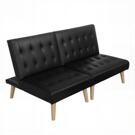 Artiss Sofa Bed Couch 2 Seater Lounge Fabric Black SBED-E-SOLO86-PU-BKX2
